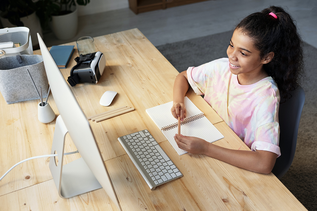 student sitting at a desk